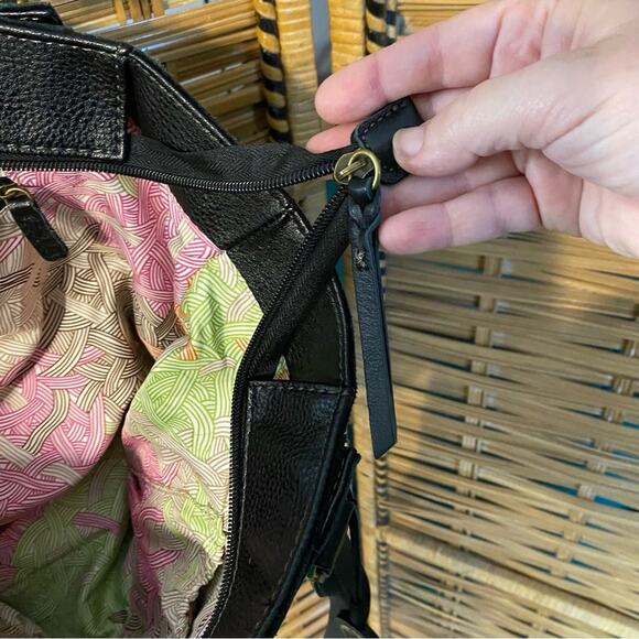 The Sak Black Leather Tote Bag classic purse shoulder bag handbag - Picture 11 of 11